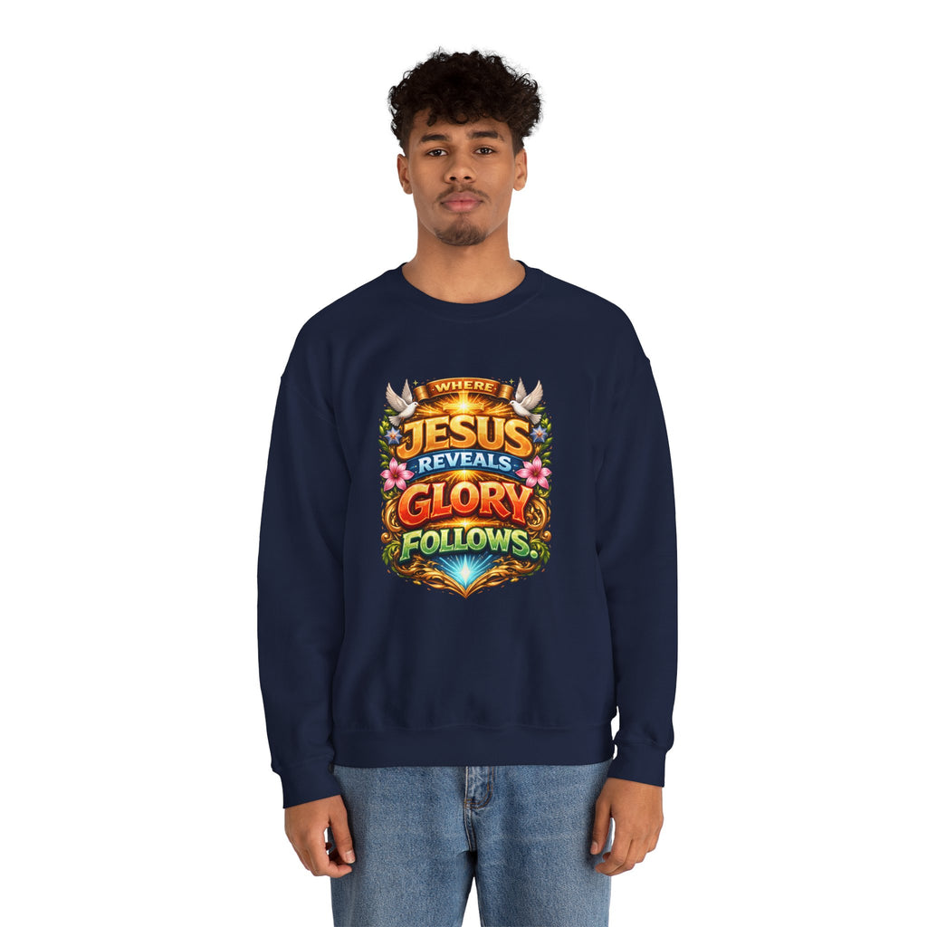 Where Jesus Reveals, Glory Follows Unisex Sweatshirt